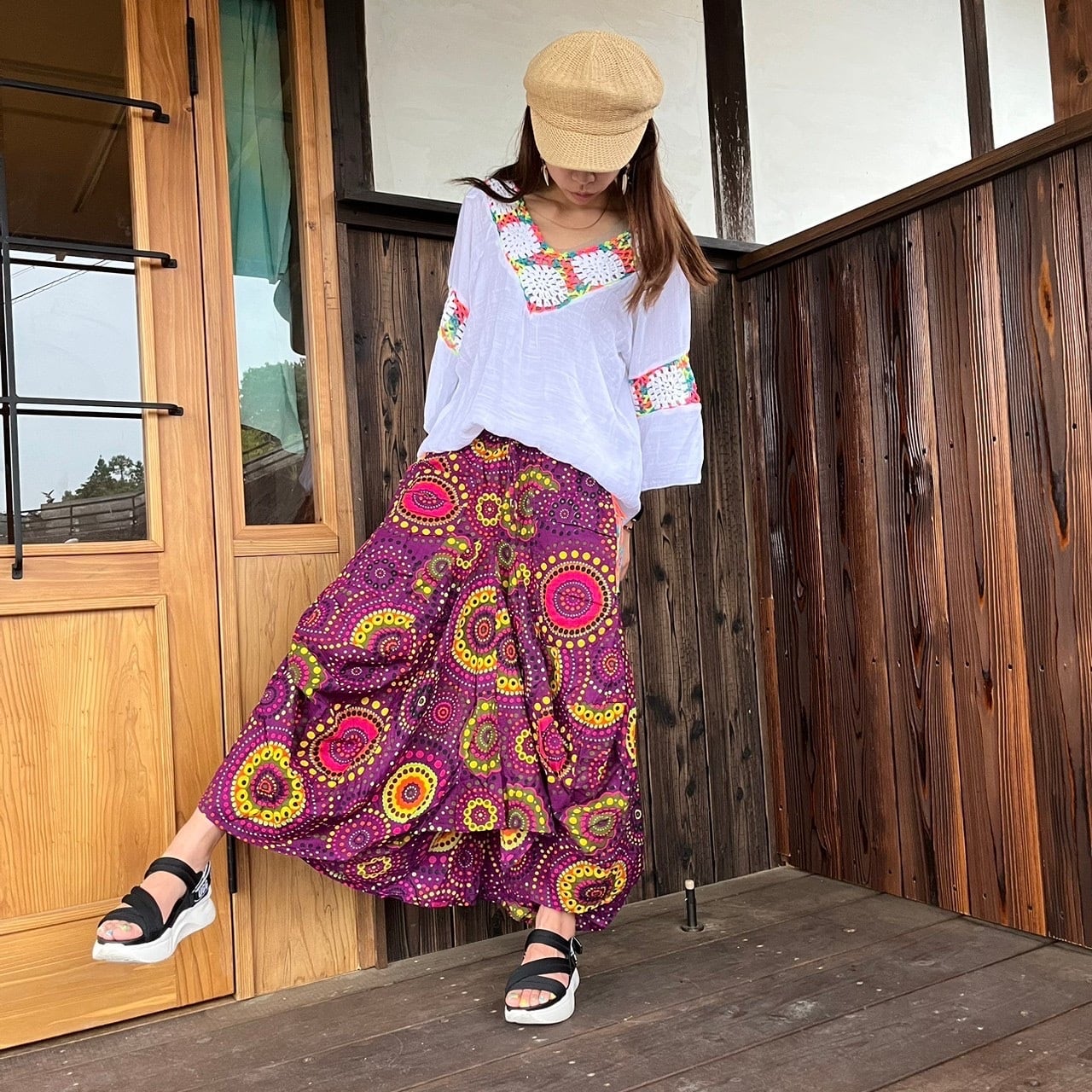 花火柄変形スカート | アジアン雑貨ルチュ