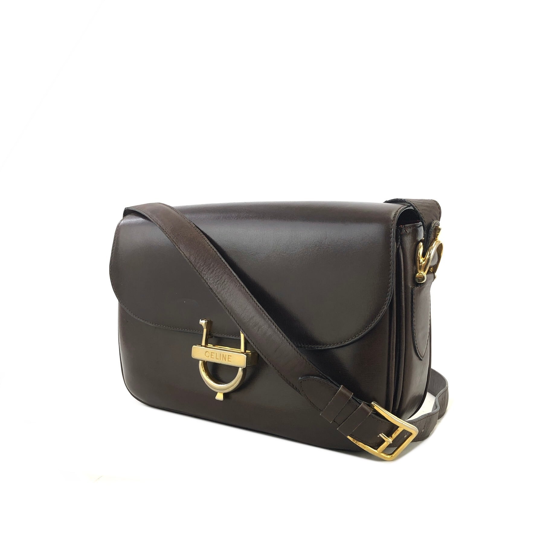 CELINE セリーヌ ホースシュー ロゴ レザー クロスボディ ショルダー