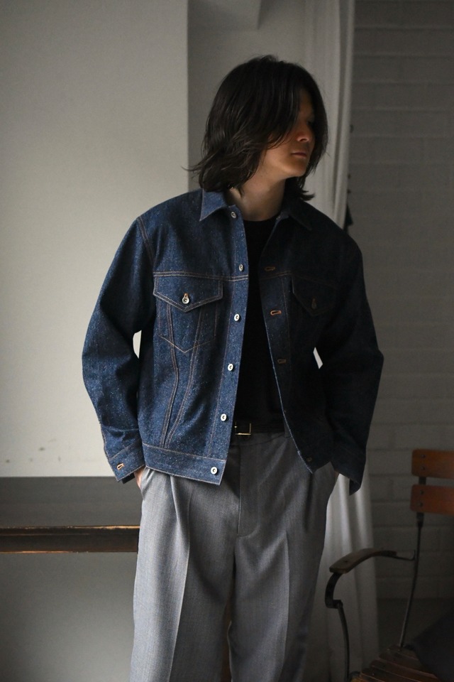 Cale / Cotton Silk Denim Jacket (Blue)