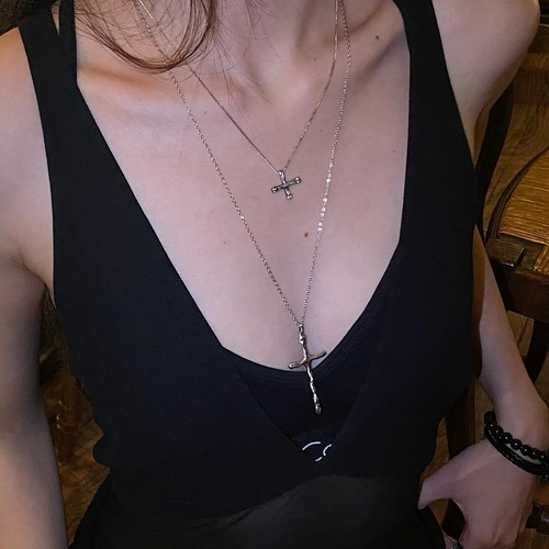 cross top chain necklace / l0424