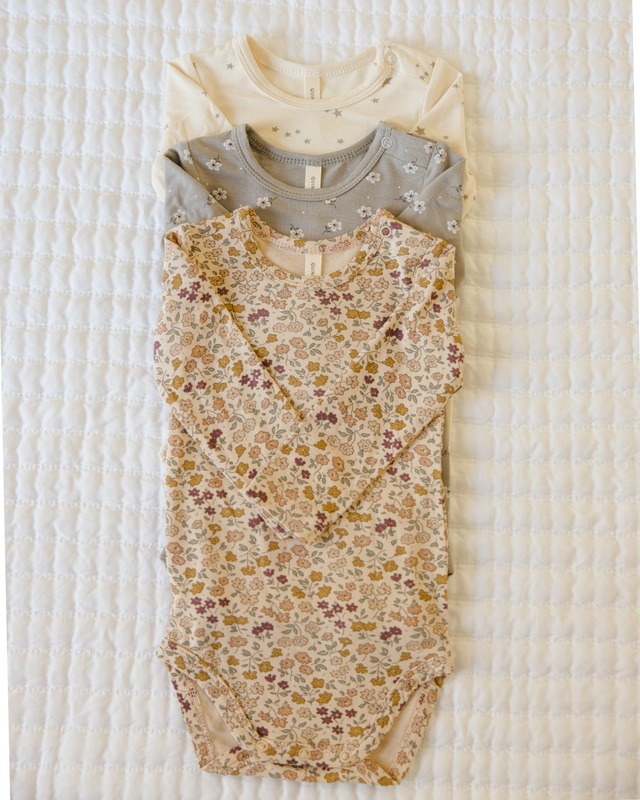 Quincy Mae - BAMBOO LONG SLEEVE BODYSUIT / POSY