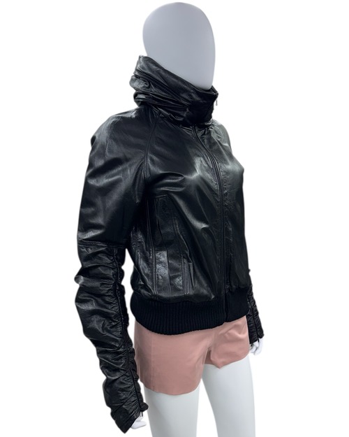 AW2000 OLIVIER THEYSKENS HOODED LEATHER JACKET