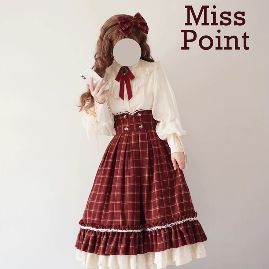 サブカル 服 地雷系 通販 予約商品 クラロリ 秋冬ファッション スカート ハイウエスト Aライン チェック柄 お嬢様 上品 エレガント 双子コーデ パーティ お茶会 女子会 撮影会 イベント衣装