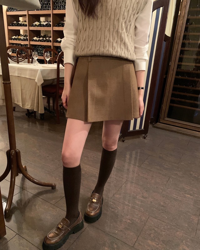 ウールライクプリーツスカパン　l5132