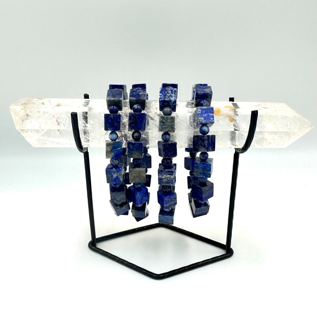 (00665)【880円均一】ラピスラズリ　Lapis Lazuli　瑠璃　キューブカット　 パワーストーン　ブレスレット