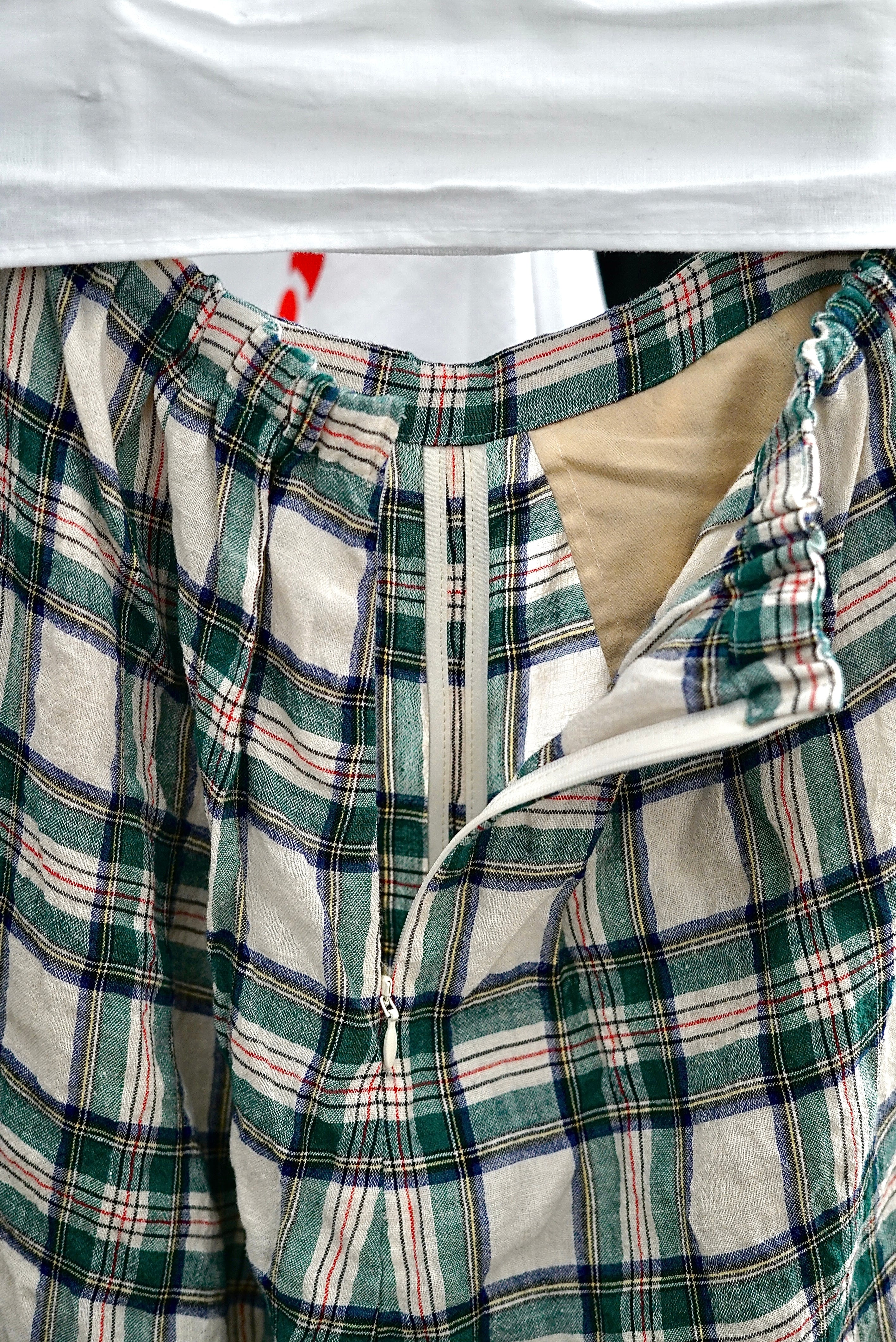 Mediam / Linen Check Pants (Green, Red) | JUQUI Online