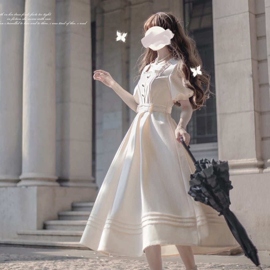 physical drop ワンピース　ロリィタ　クラロリ クラロリ ワンピース パフスリーブ ウエストベルト お嬢様風 控えめ