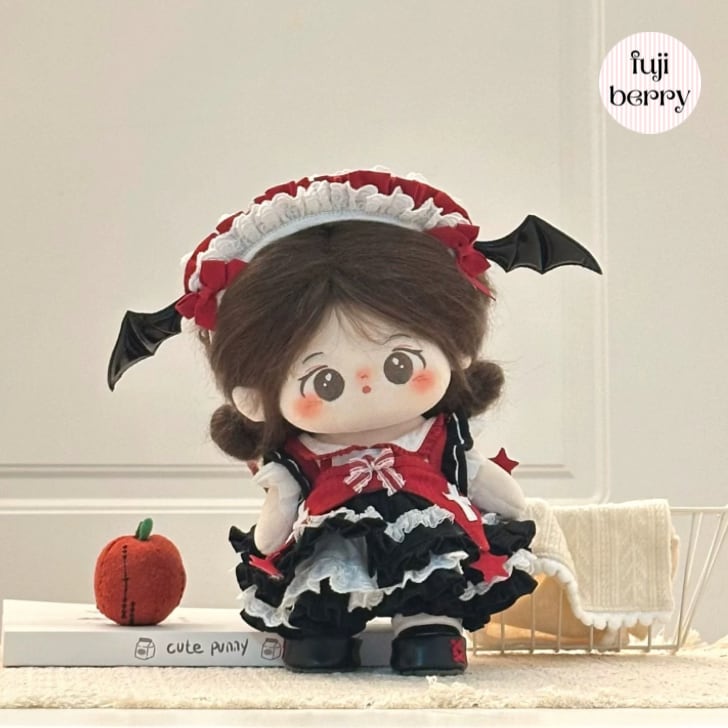 【20cmぬい服】デビルカチューシャのゴシックコーデ 着せ替えぬいぐるみ 棉花娃娃用お洋服|fuji berry