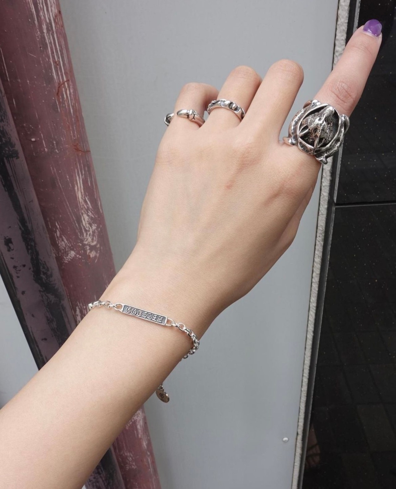GODSIZE® I.D. TAG with #2 CHAIN BRACELET with CIRCLE / ゴッドサイズ® I.D.タグ#2チェーンブレスレットウィズサークル