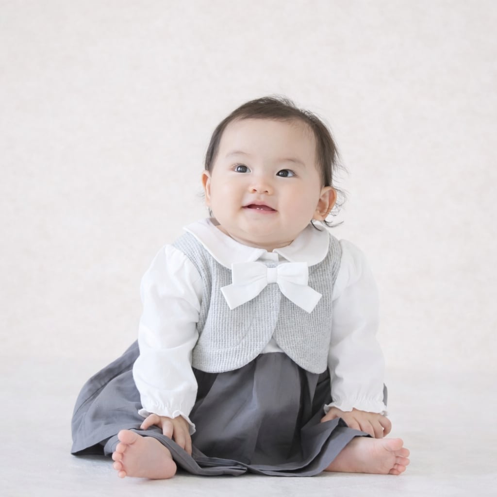 70-90cm|フォーマル風ロンパース|ボレロリボン付き