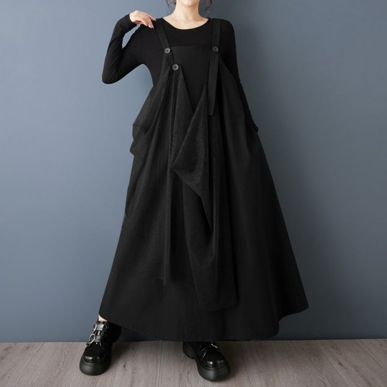 レイヤード チュール サスペンダースカート 00355