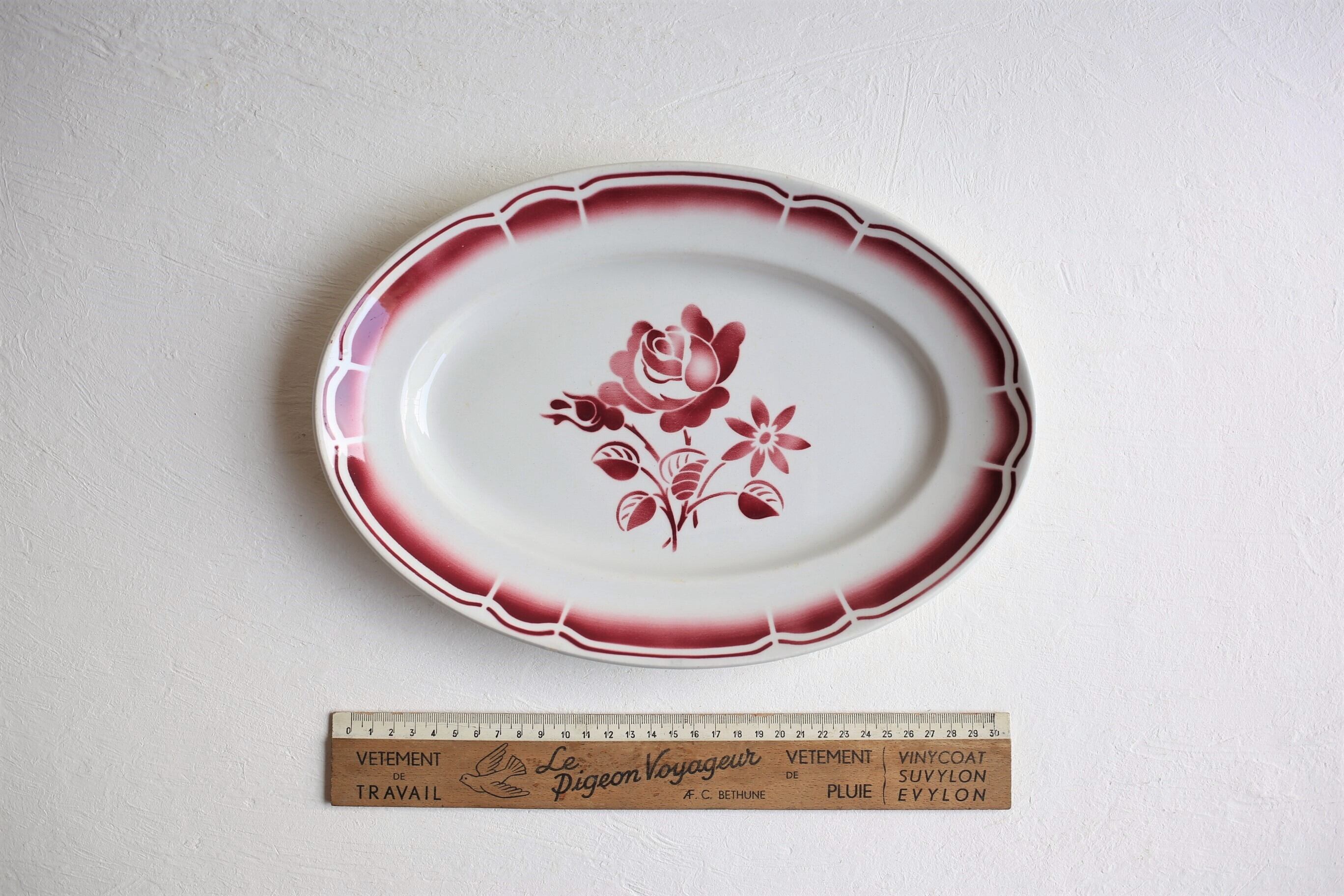 フランス アンティーク ヴィンテージ Badonviller 大きめのオーバル皿 32.5cm N-00706