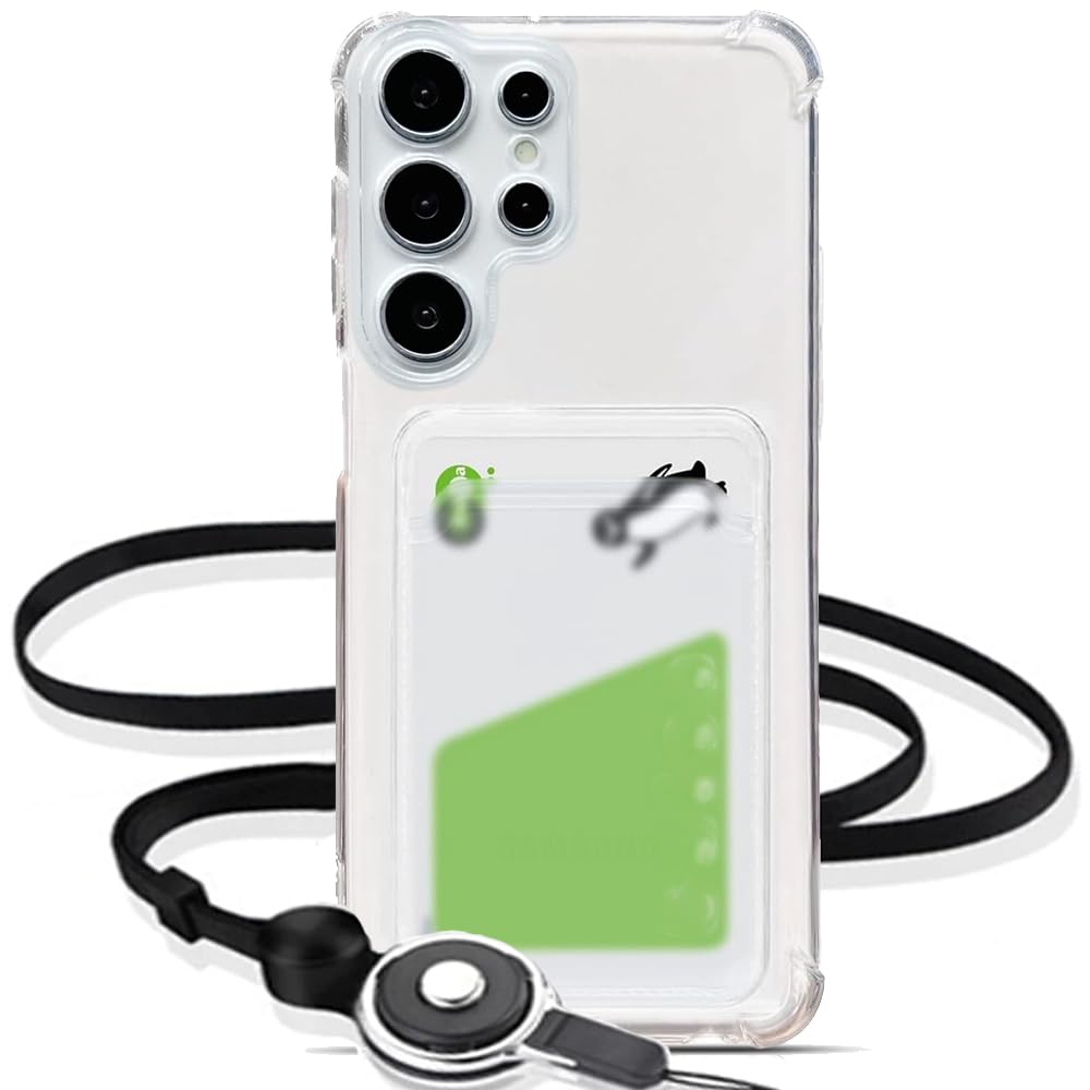 GOKIGIOD 適用 Galaxy S26 Ultra SC-53G ケース クリア 【 ストラップ 2本付き】 背面カード収納 ギャラクシーS26ウルトラ SCG37 スマホケース 透明 薄型 軽量 GalaxyS26Ultra クリアケース カバー ソフト バンパー カード入れ 耐衝撃 ストラップホール 首掛け ネックストラップ 指掛け ハンドストラップ 透明カバー 薄い 軽い TPU