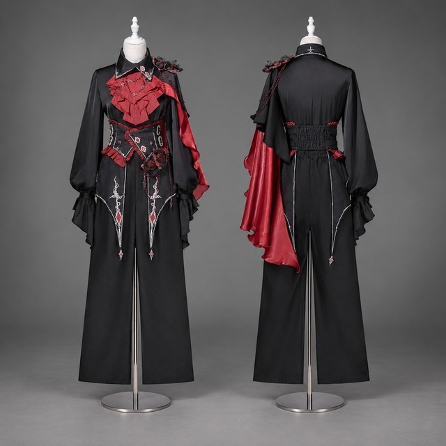 深紅薔薇の夜会騎士 フリルシャツショールロングパンツ王子系4点セット