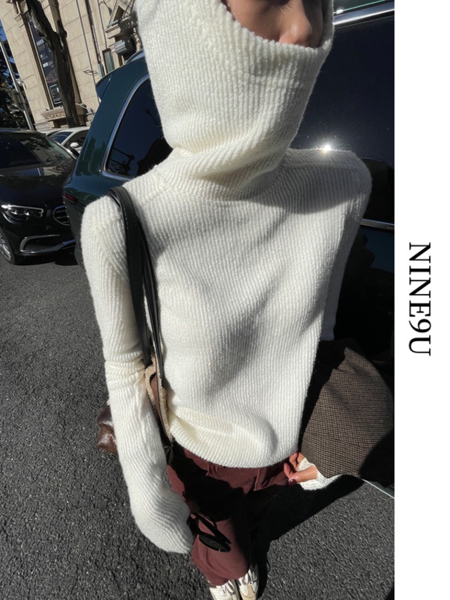 hoodie thumbhole knit 2color【NINE7217】
