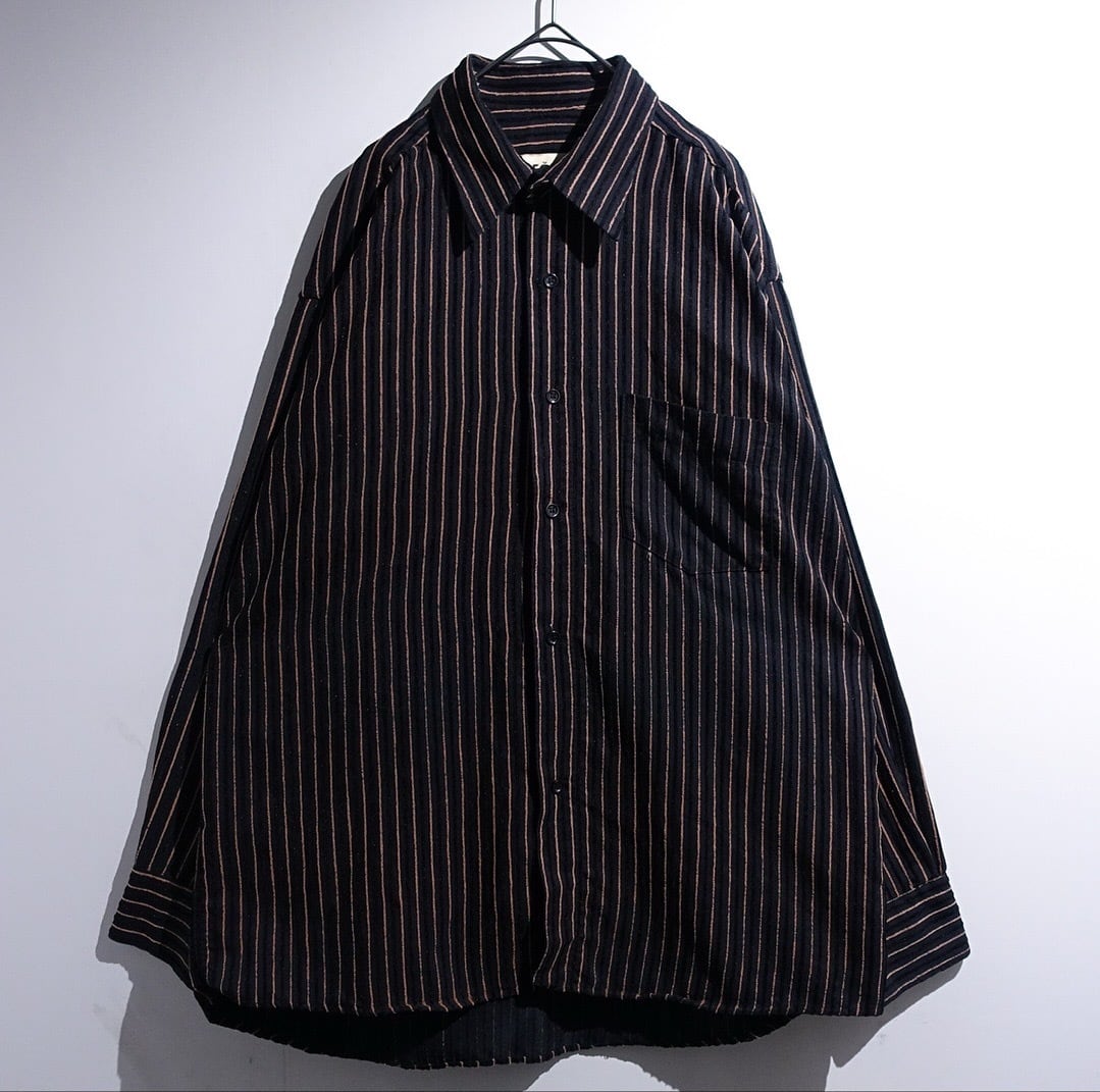 EURO Black Velour Textured Stripe Design Shirt