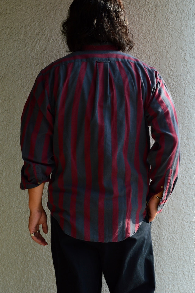 1990's Herringbone Print Cotton Gauze Stripe Shirt by Wrangler PB Brand RN53894 ラングラー 90s オールドプライベートブランド