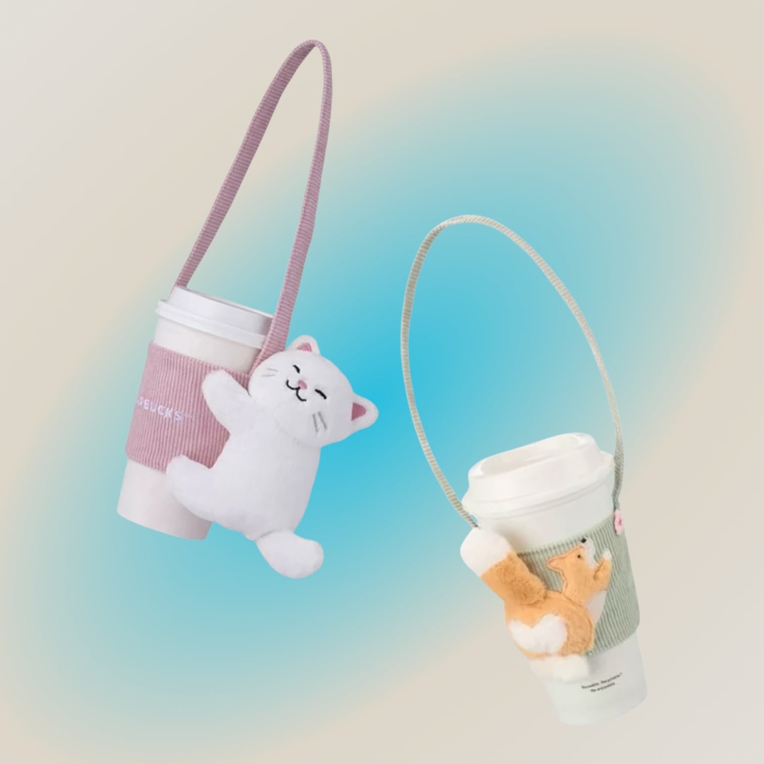 台湾スターバックス限定】ネコぬいぐるみ付き ドリンクホルダー | 台湾