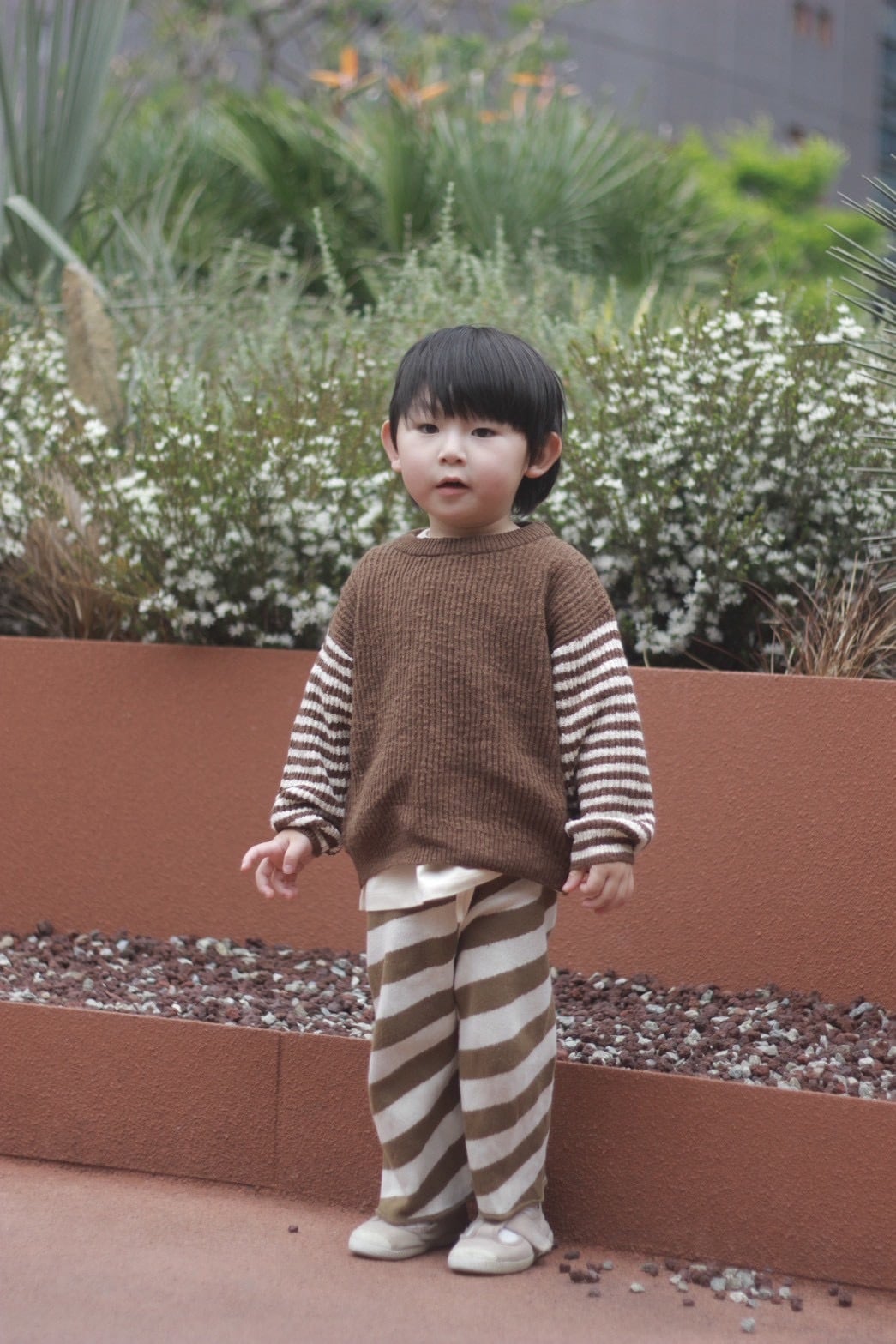 【即納/送料無料】Grown / Organic Stripe Sleeve Knit Pull Over