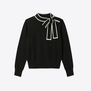 VILAGALLO ブラック✖️ホワイトポイントリボンネックセーターSPAIN:VIL33977 ¥27.000＋tax