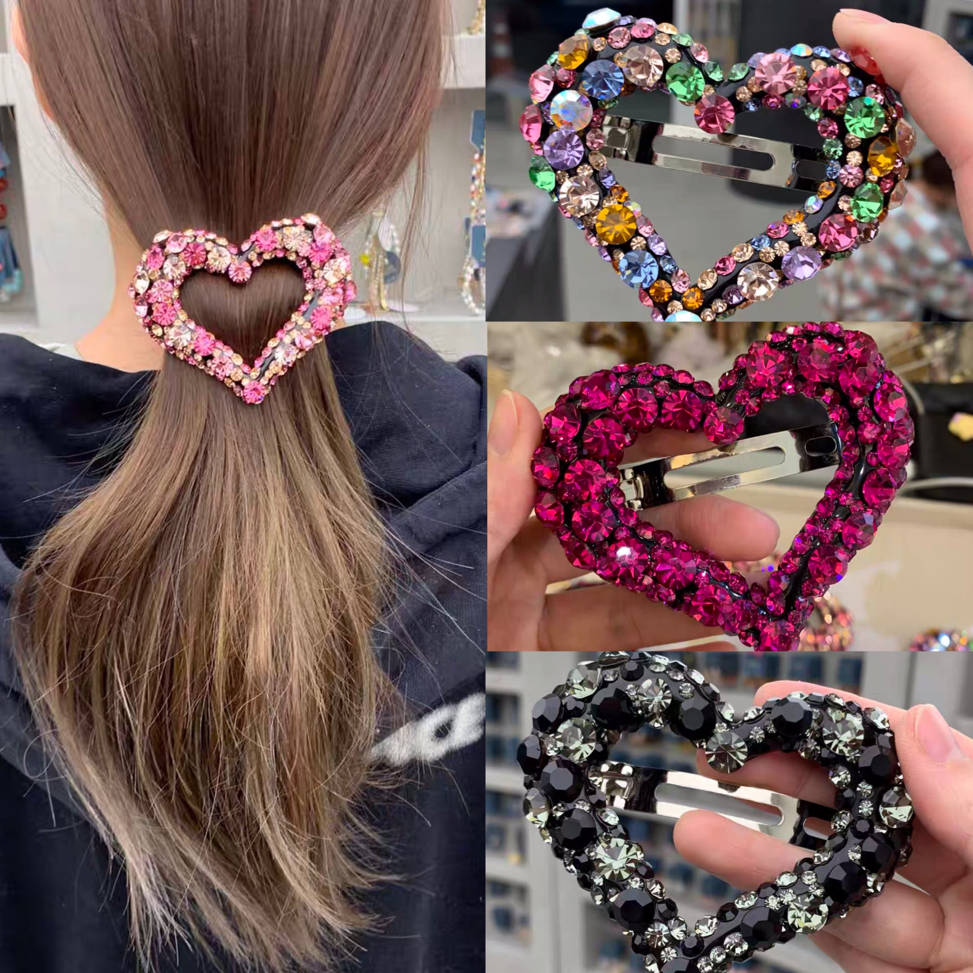 じゃらじゃら  ヘアゴム  ベルベットハート×濃いピンクのゆり♡ 赤 ピンク ハート 姫 バレッタ ヘアピン ロリータ ヘアゴム