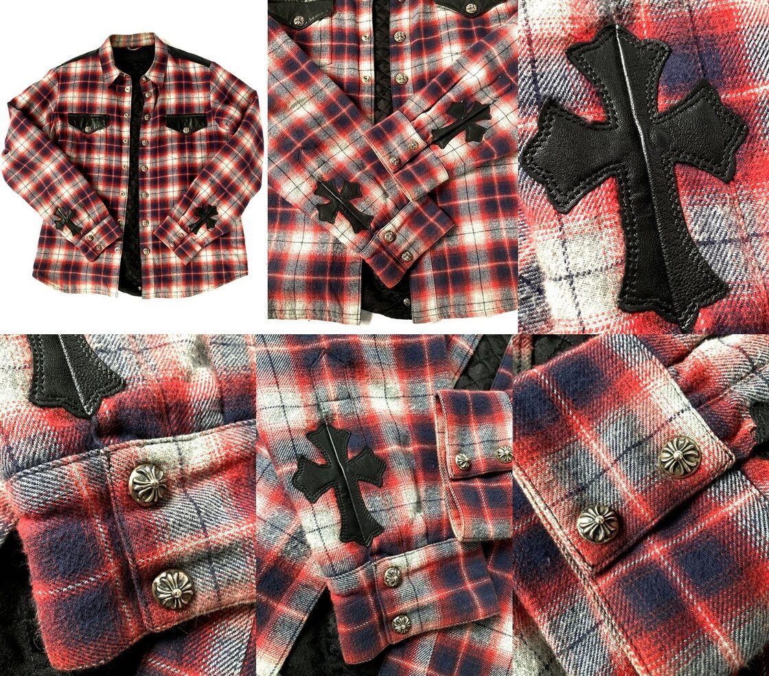 CHROME HEARTS クロムハーツ CHクロス シルバーボタン レザー パッチ 