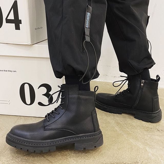 予約販売】ワークブーツ メンズ 編み上げ 艶消し レザー エンジニア