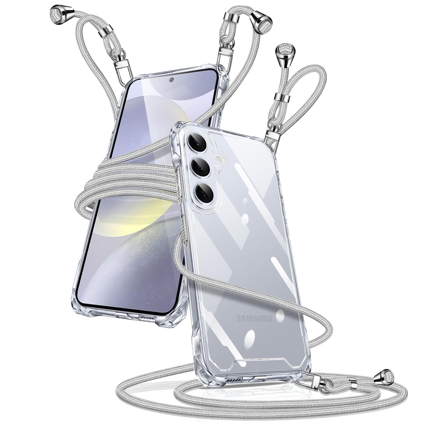 Galaxy S24 5G 向けの ケース クリア ショルダー SC-51E SCG25 カバー 耐衝撃(シルバー)