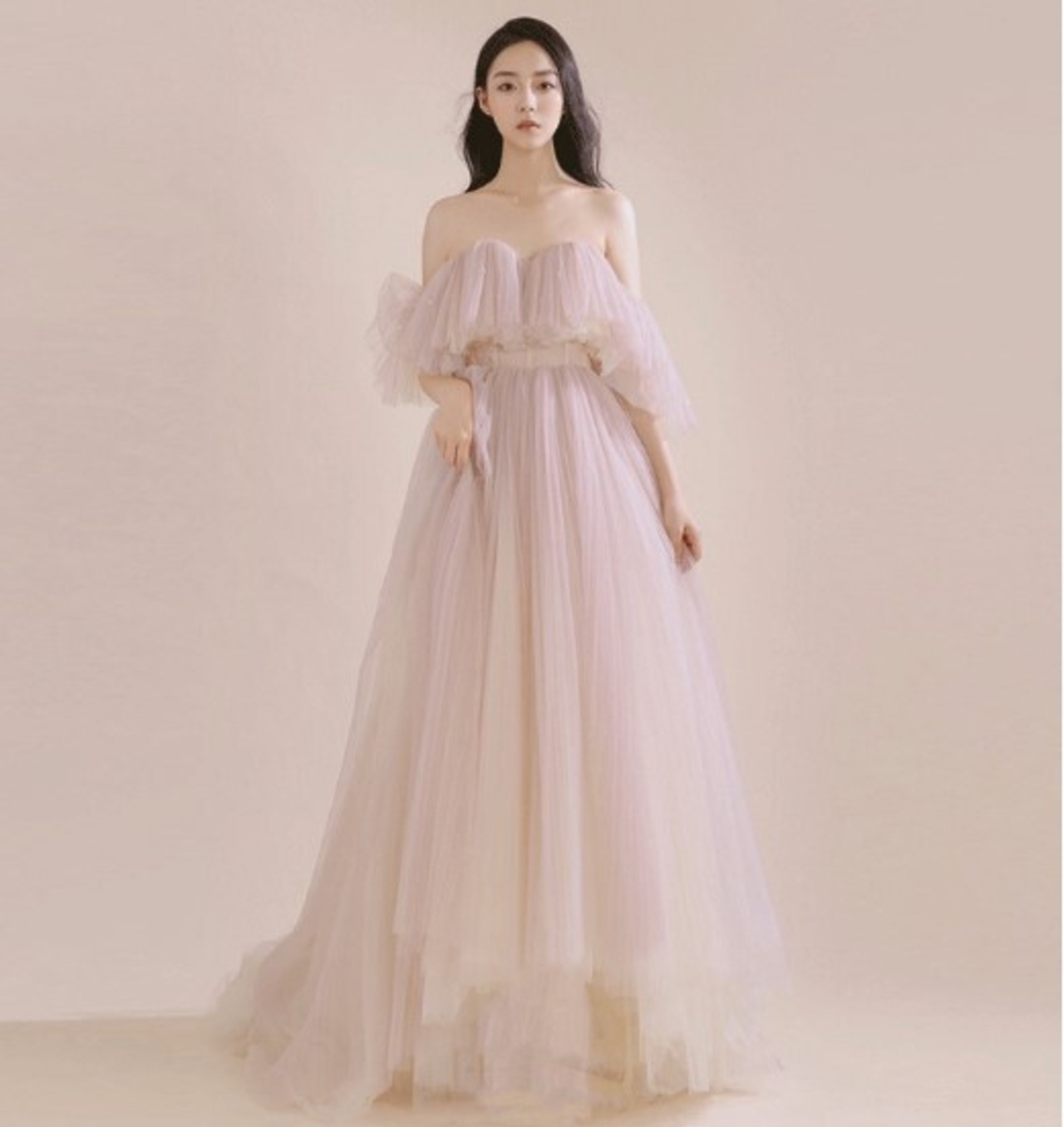 上品！ パーティードレス ミニトレーン/短トレーン オフショルダー  