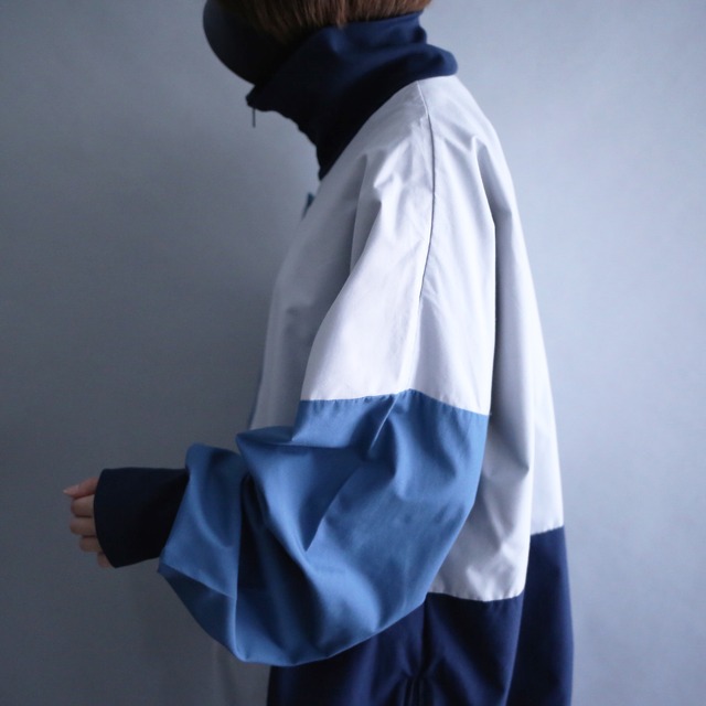 3-tone switching design loose turtleneck anorak