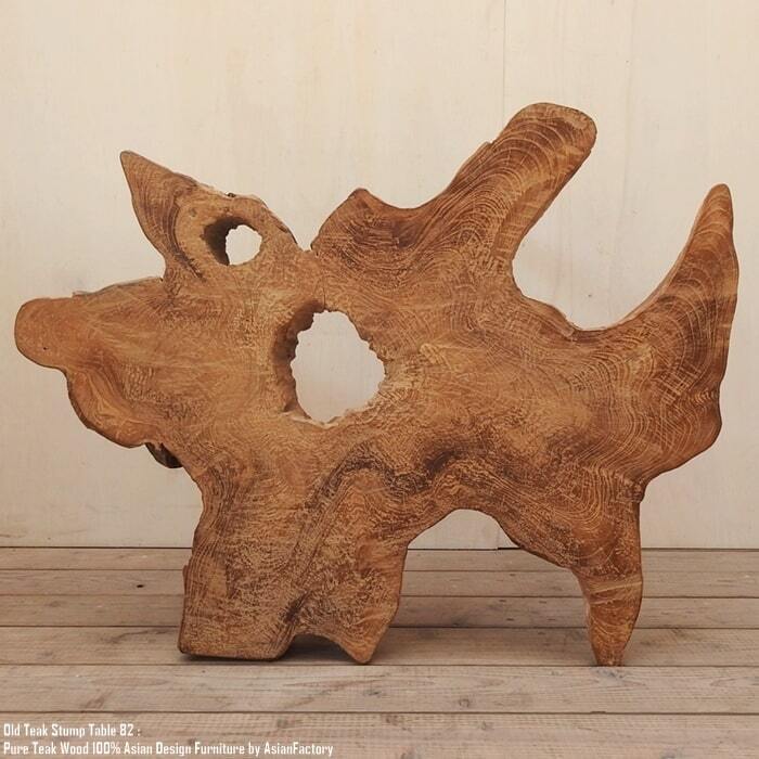 希少 オールドチーク一枚板 切り株テーブル 82cm 極厚無垢材 アジアン