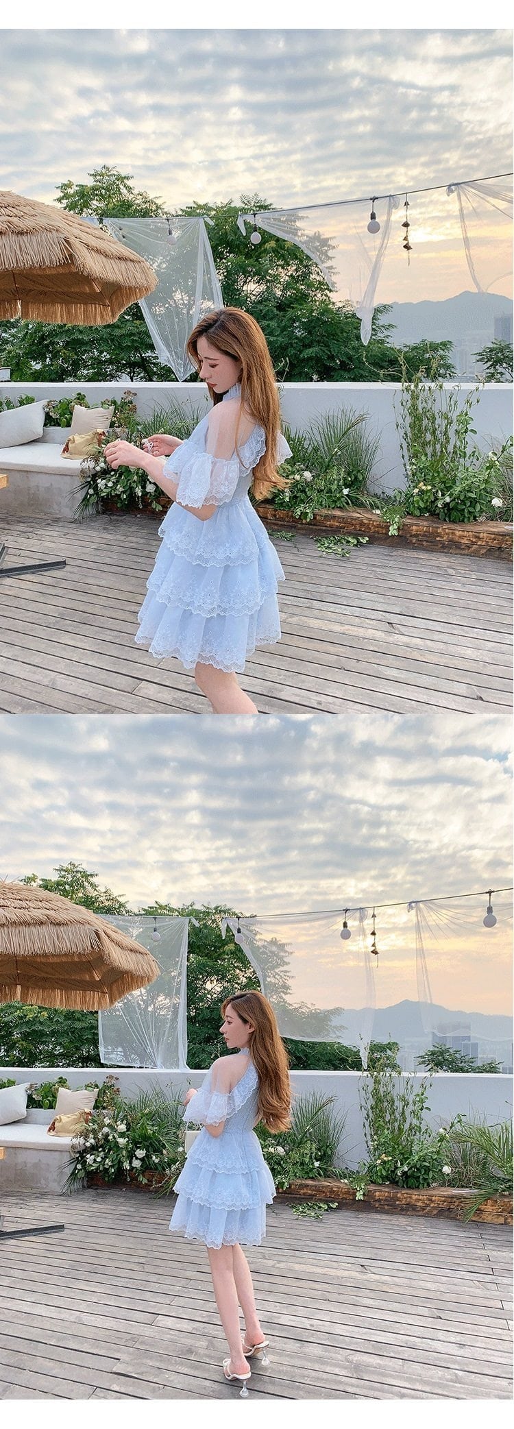 水色 ワンピース ガーリー ドレス ブルー XS 爽やか | LOVEYsmileSHOP
