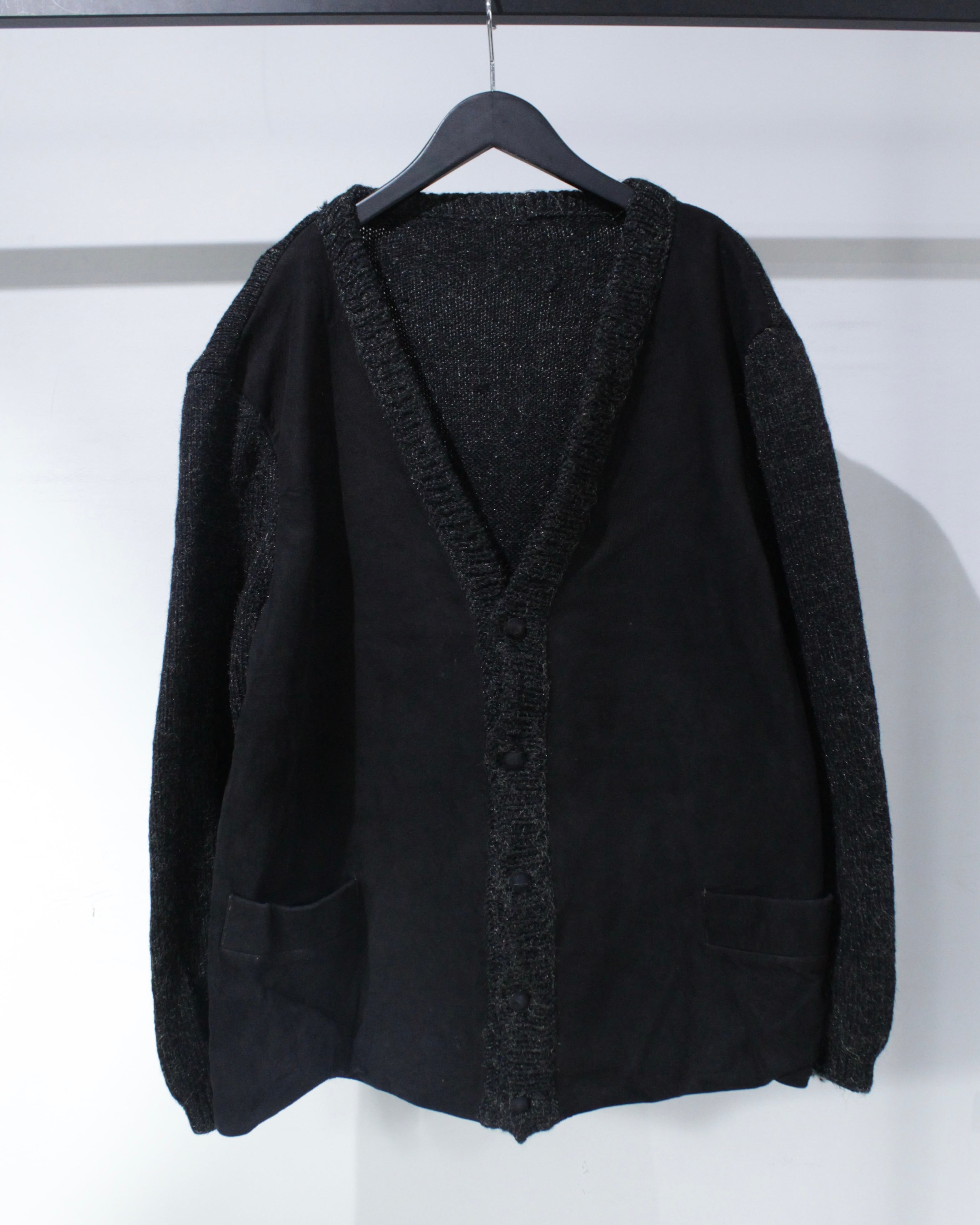 Caka BLACK】60's Suede Swiching Euro Vintage Knit Cardigan | Caka
