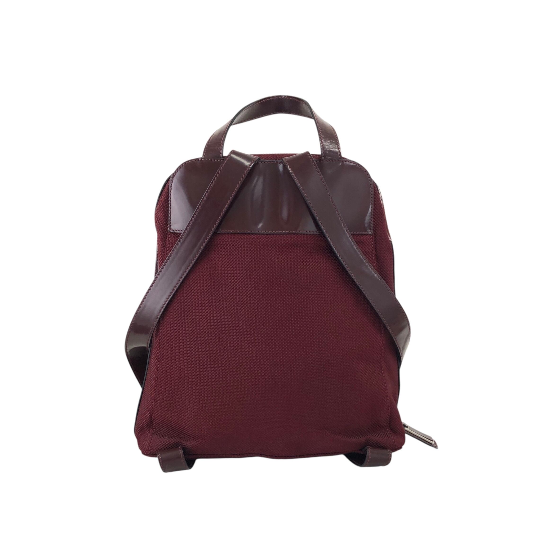 CELINE バックパック CELINE セリーヌ ロゴ エナメルレザー ナイロン バッグパック レッド