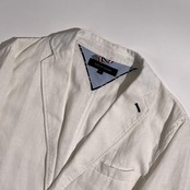 リネン100％ TOMMY HILFIGER トミーヒルフィガー ベント 2B テーラードジャケット サイズ L /ホワイト系 メンズ