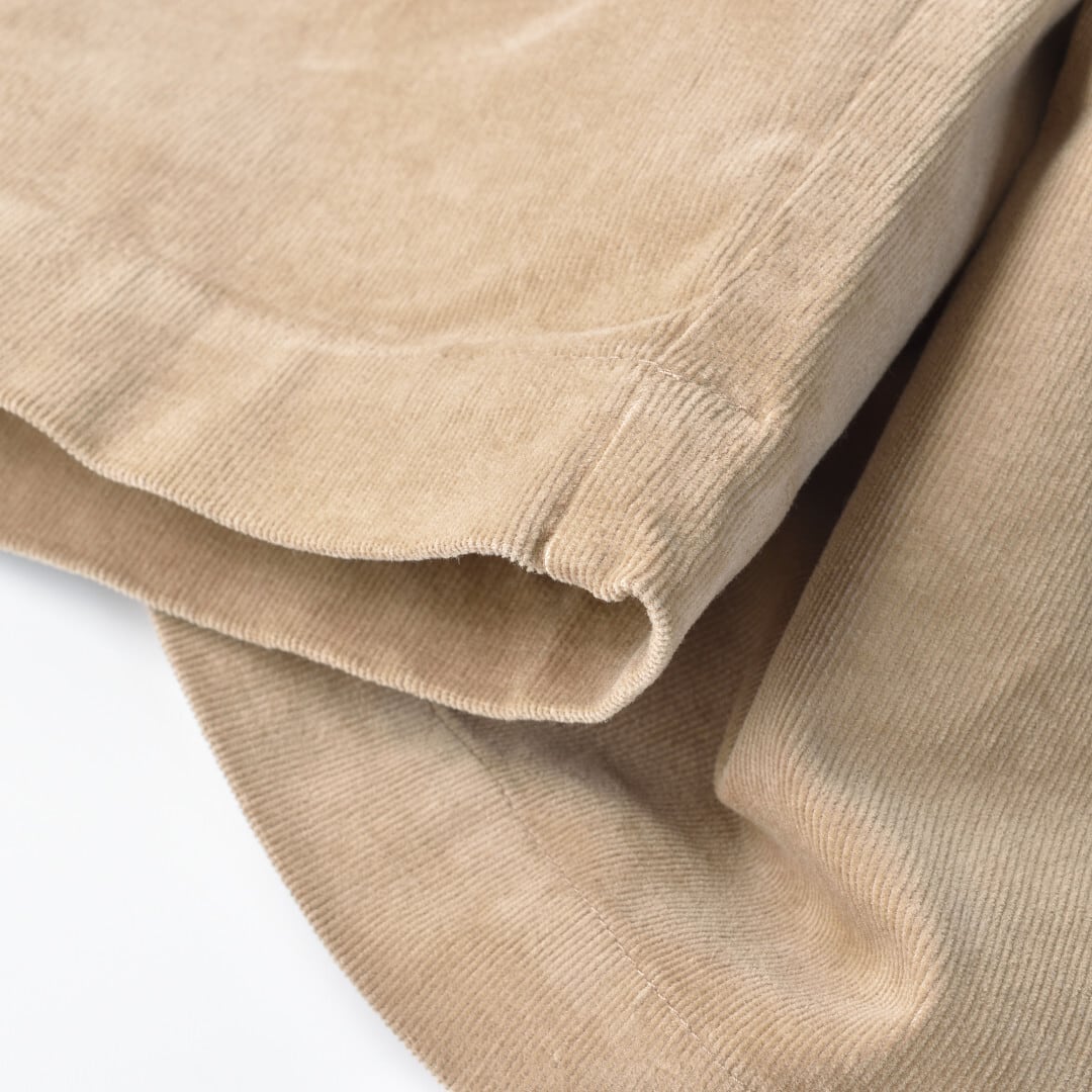 Fabrique en planete terre ファブリケアンプラネテール コーデュロイカーブパンツ・ベージュ カットソーリブとストレッチコーデュロイのコンビネーションワイドパンツ【送料無料】