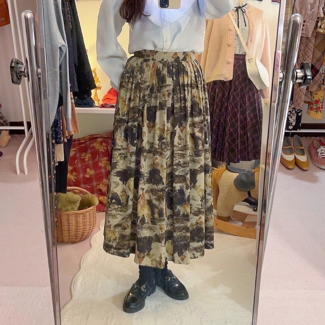 watercolour paint gather flare skirt