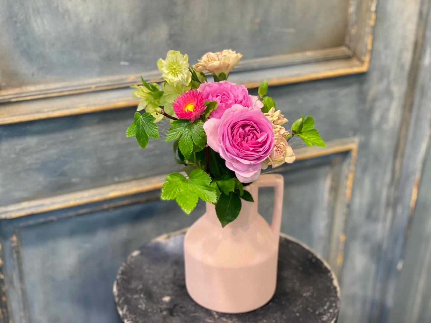 母の日 花瓶とおまかせブーケセット ピンク Fleur Atelire Posy