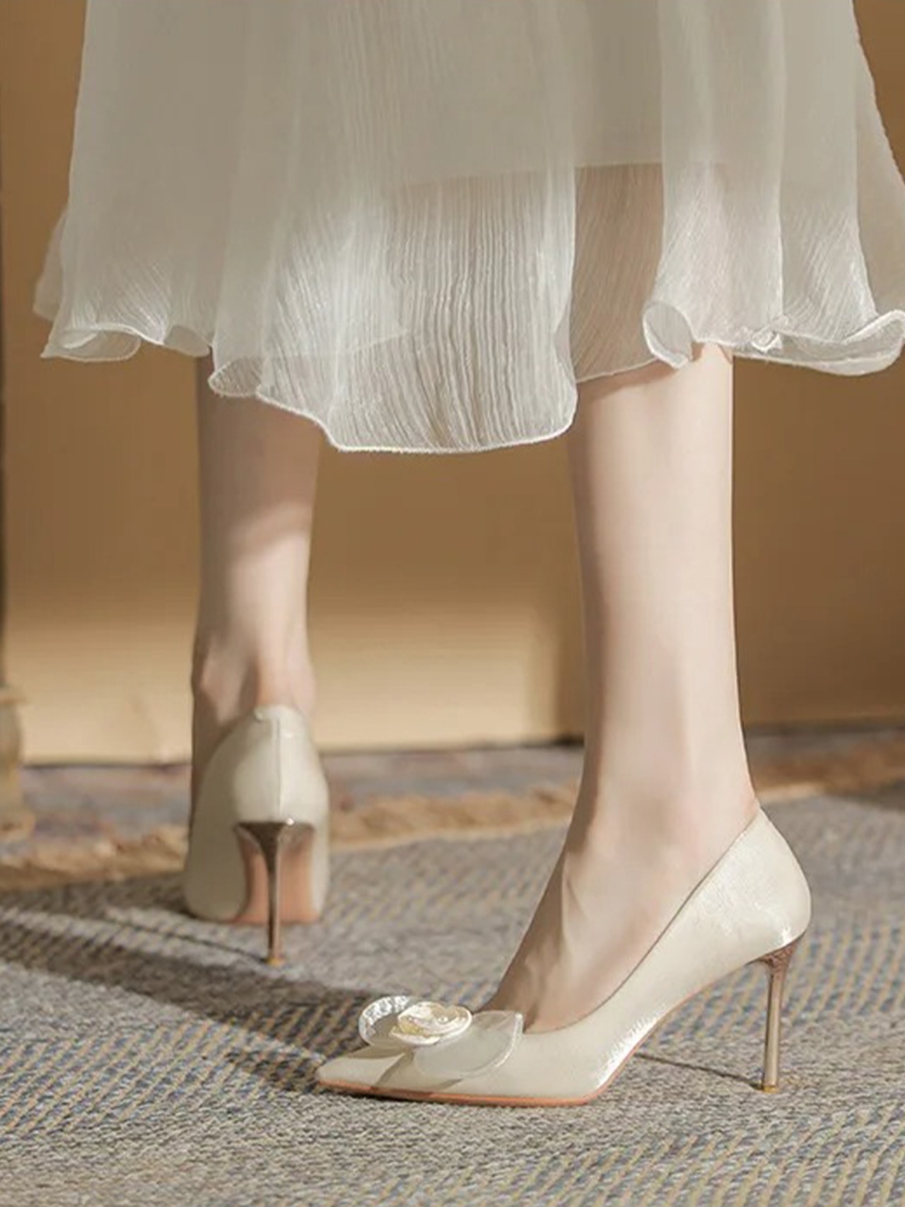 【0299】 Flower High Heel Pumps Shoes