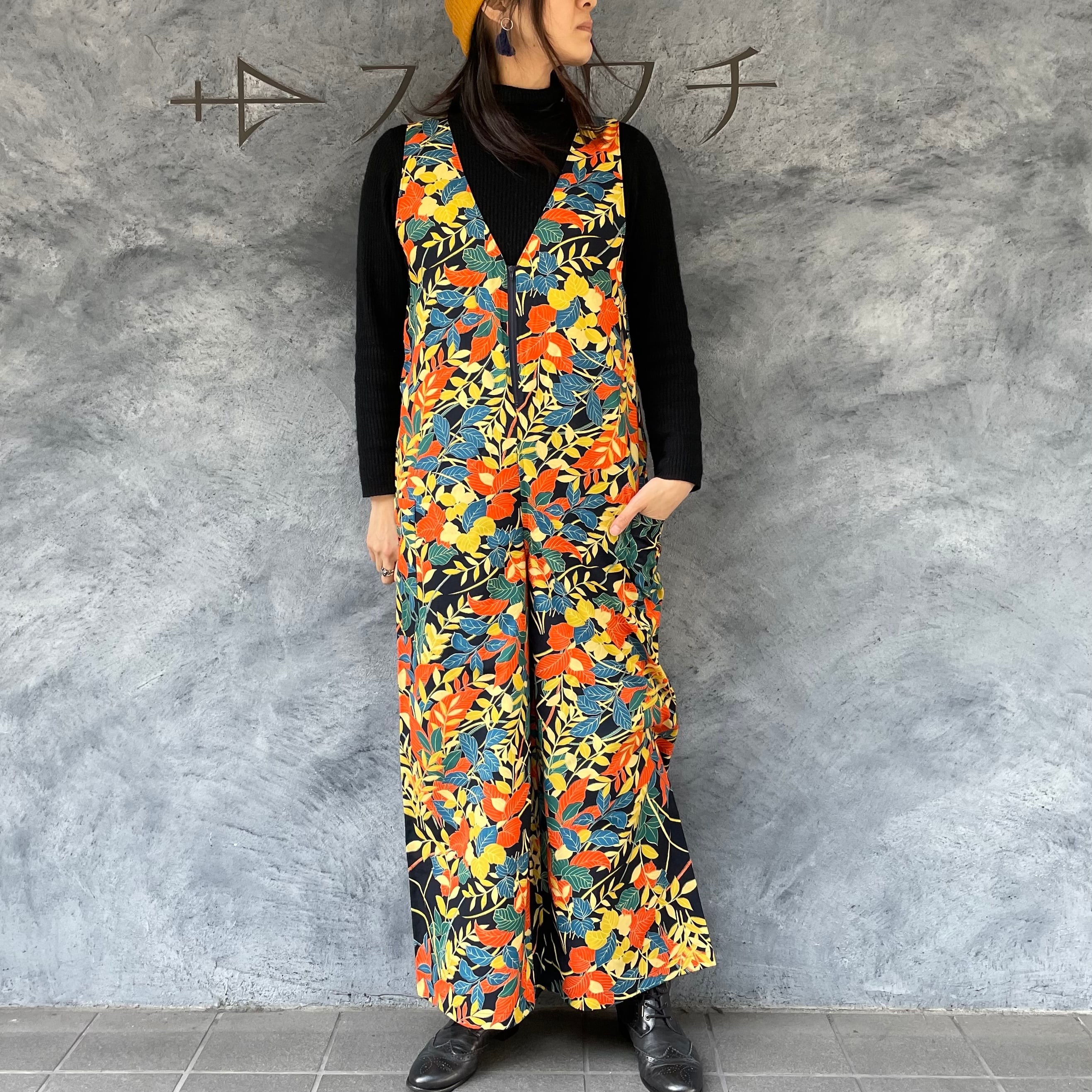 着物リメイクワイドサロペット- kimono wide overall