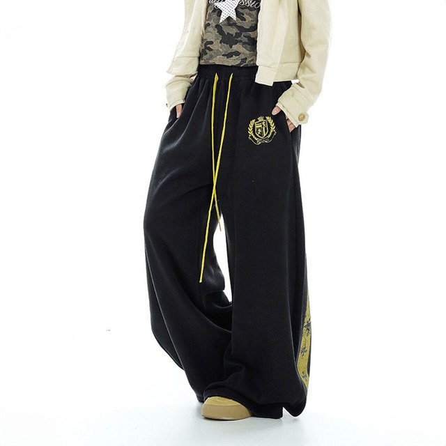クロスパターンアーチラインワイドパンツ 2col   R02798
