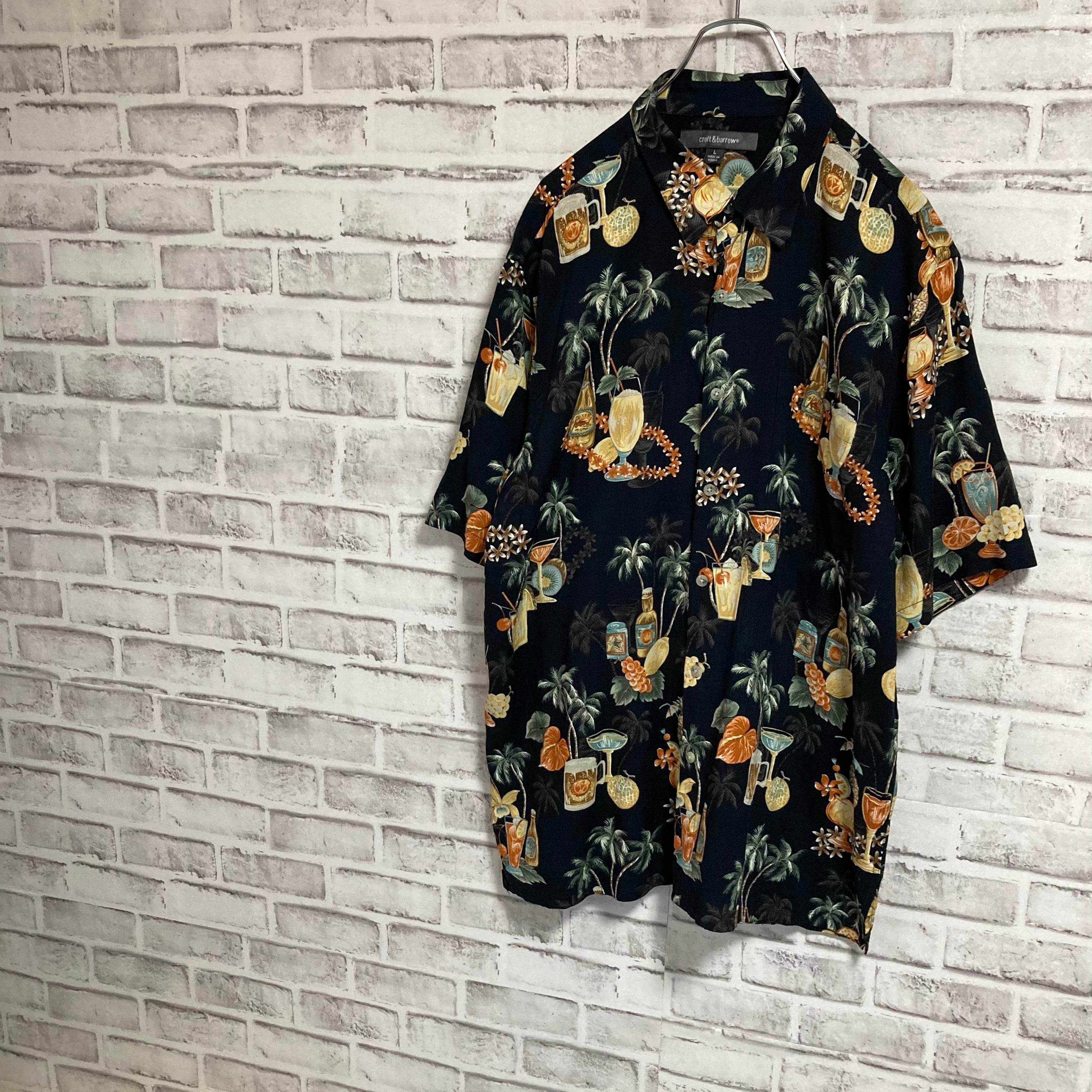 【croft&barrow】S/S Shirt L “BEER Pattern” Rayon100% アロハ