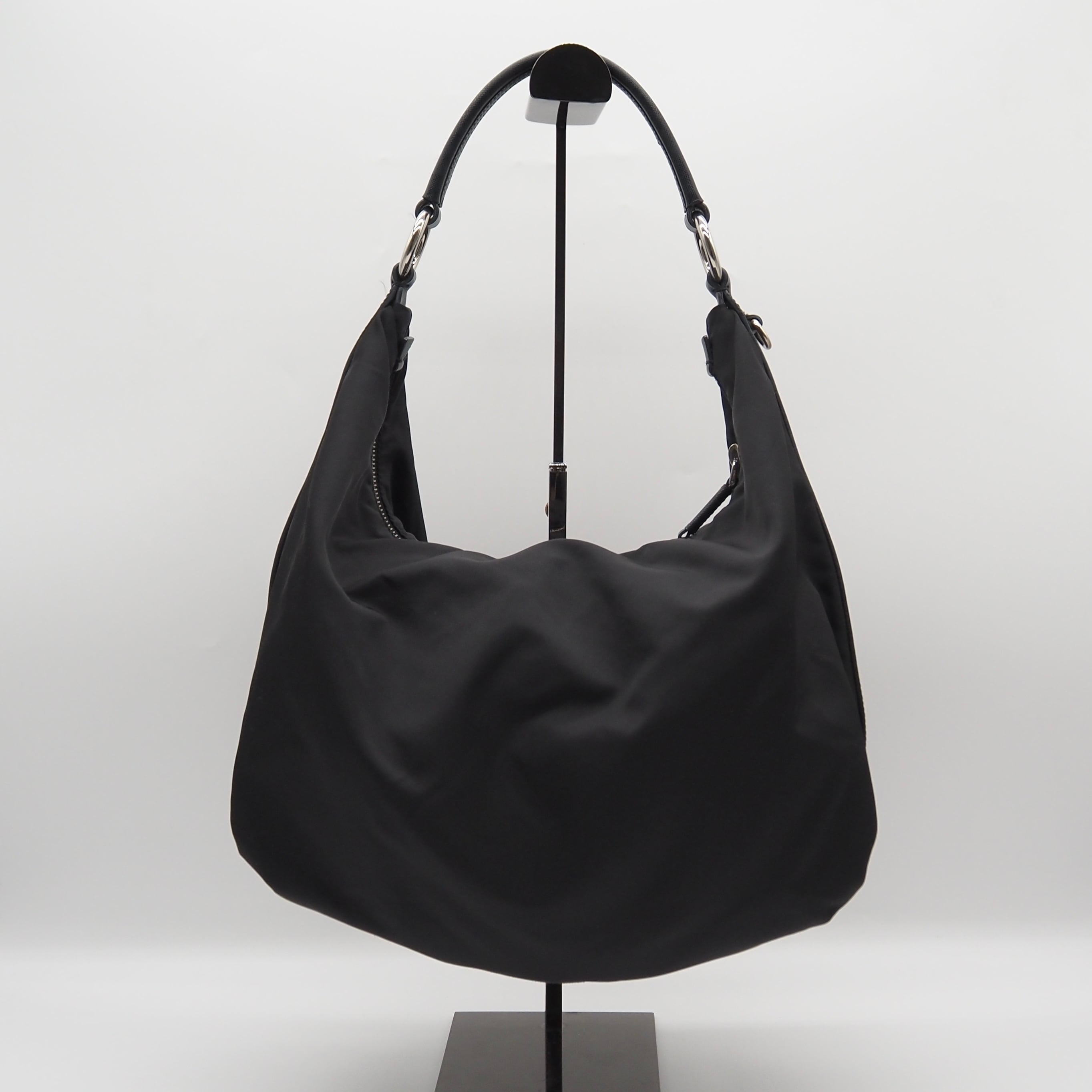 PRADA 三角ロゴ ホーボー ハンドバッグ ナイロン ブラック プラダ