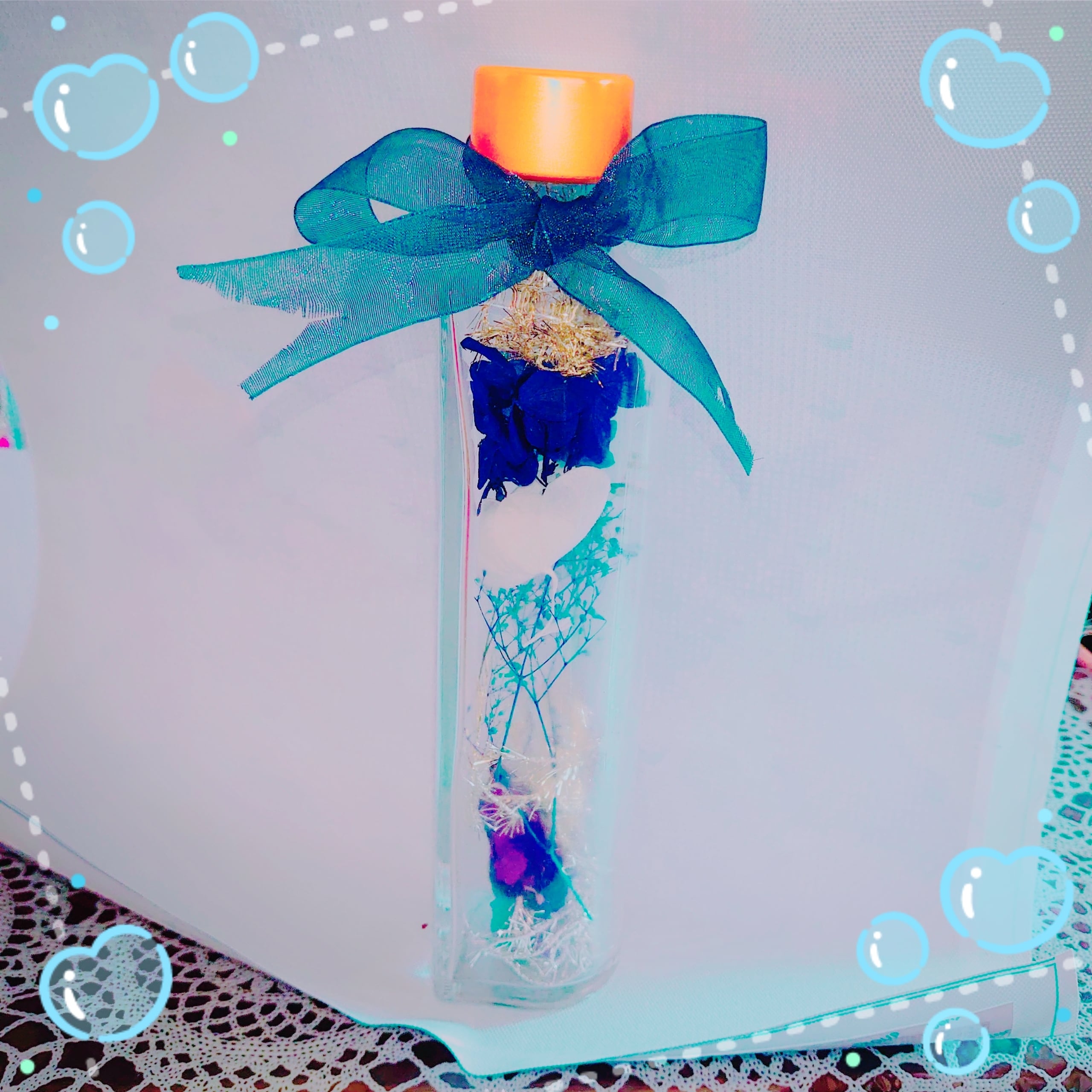 紫陽花とかすみ草のハーバリウム青色 | ❤Flower Shop Lily❤