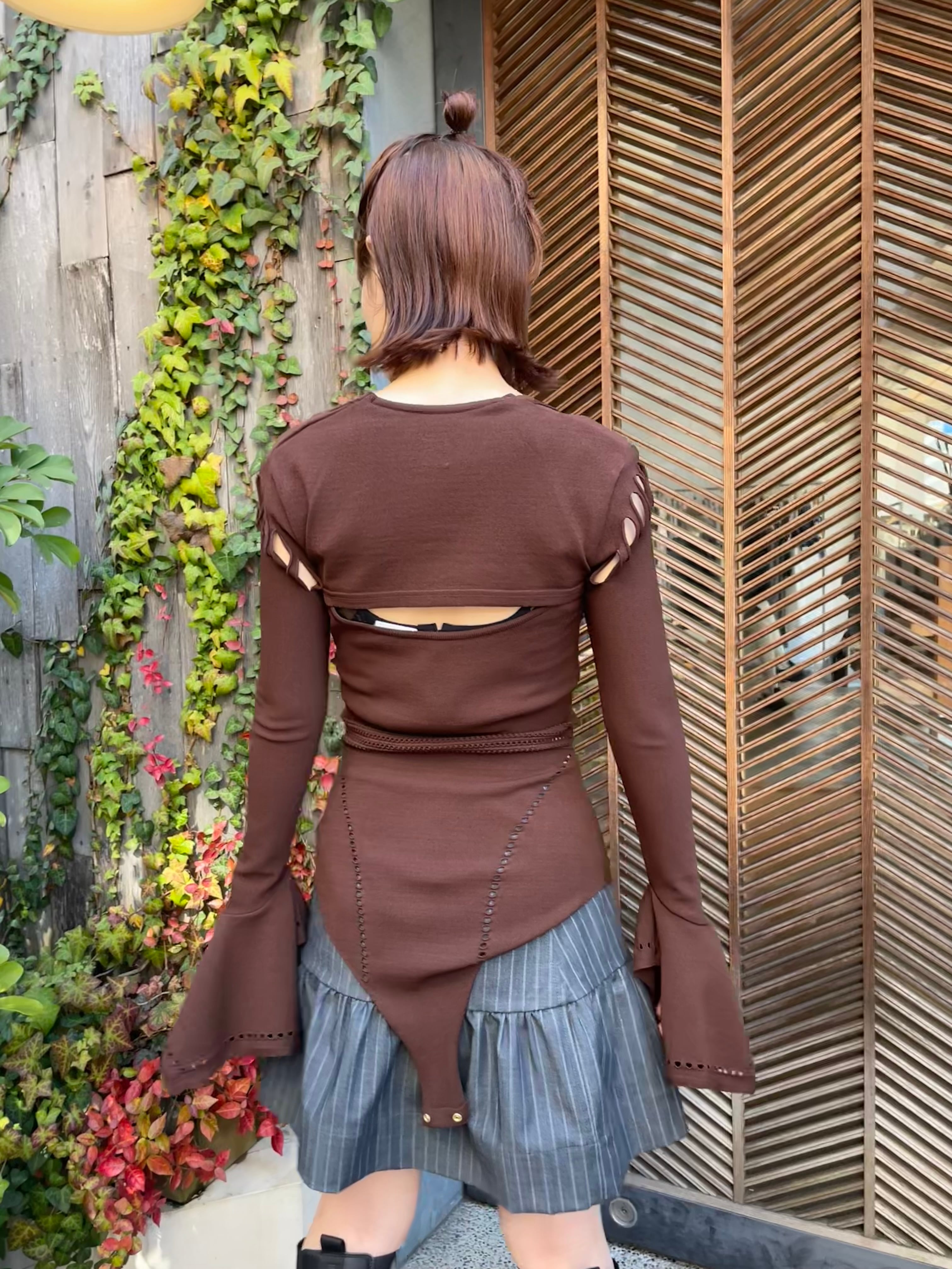 24SS】FETICO フェティコ / MESH KNIT SHAPED-NECK BODYSUIT | TRENT  