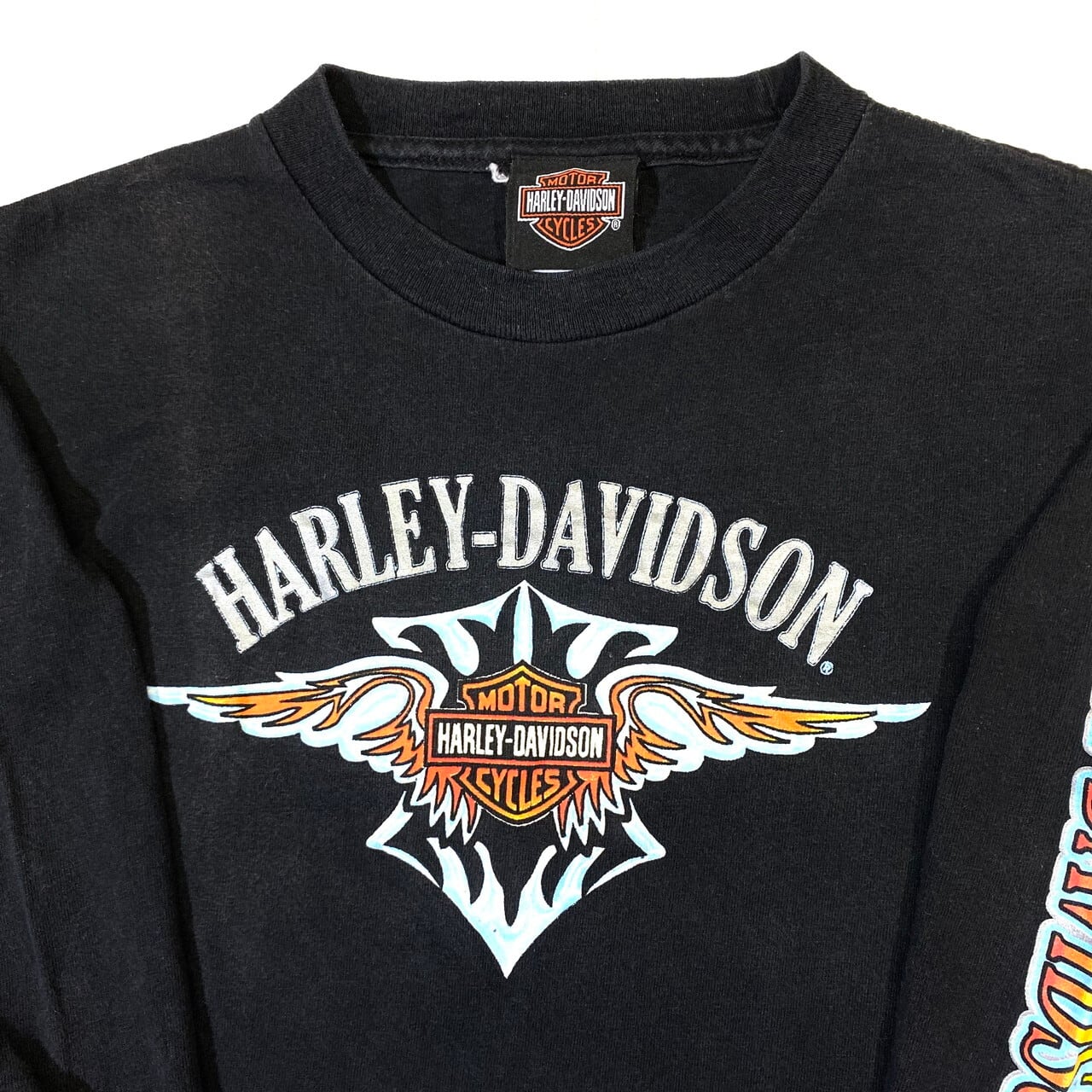 【kids】ハーレーダビッドソン ロングTシャツ キッズ6-7歳 130cm 古着 子供服 Harley-Davidson バイク 袖プリ ブラック  黒【ロングＴシャツ】【AL20】【SA2107】 | cave 古着屋【公式】古着通販サイト