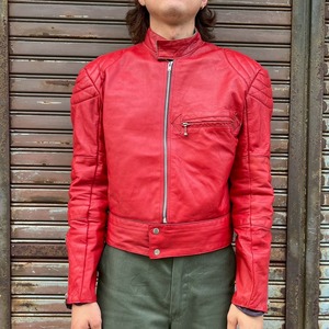 英国製 70s Kett Leathers シングルライダース ドミネーター Mサイズ ロンジャン レッド ダブル レザー 本革 ルイスレザー ヴィンテージ
