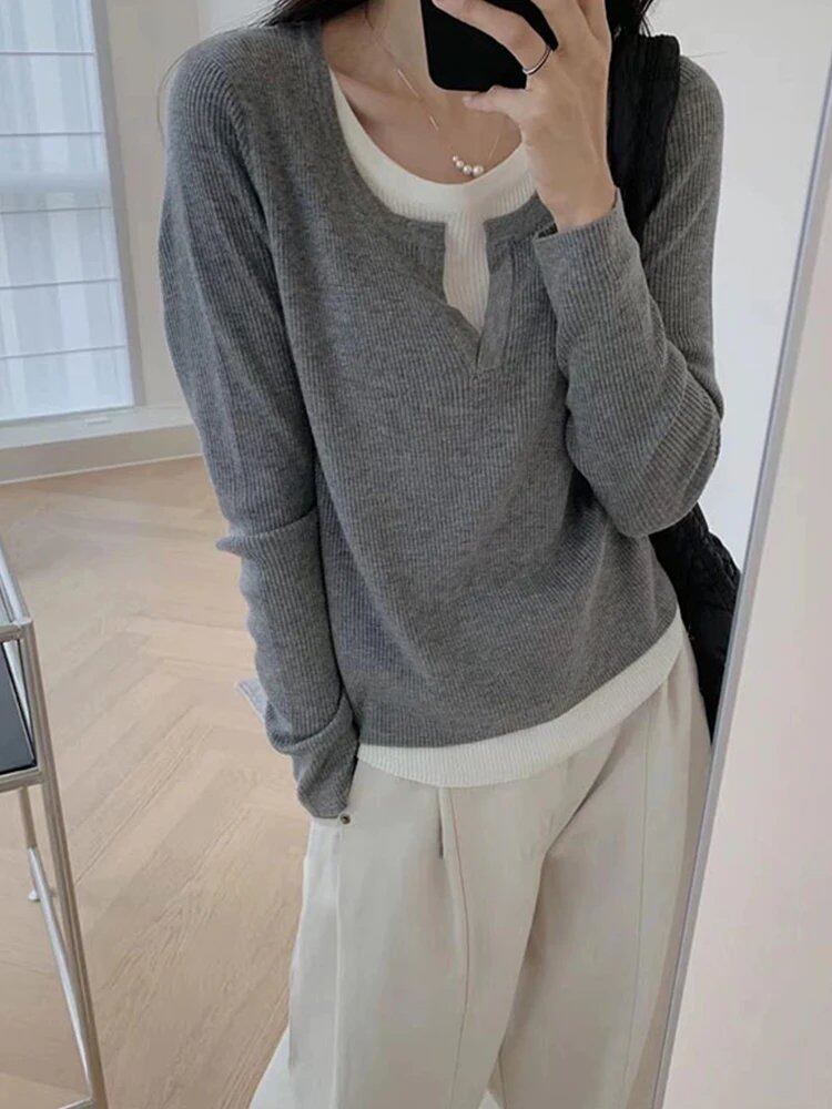 痩身効果 ブラック Vネック 長袖 ベースシャツ レディース おしゃれ 初秋 トップス 韓国風 通勤風 無地