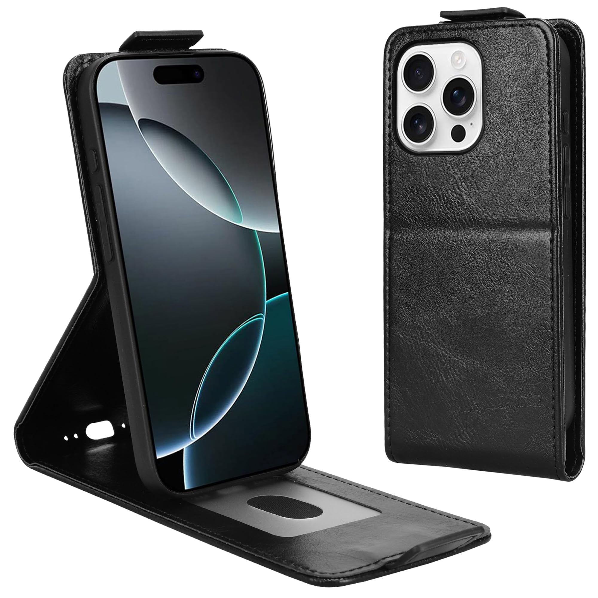 【KIVON】iPhone 17 / 17 Pro / 17 Pro Max / 17 Air / iPhone16シリーズ / iPhone15 / Google Pixel8a / Pixel9a 対応 手帳型 縦開き スタンド機能付き PUレザー 男女兼用 ブラック