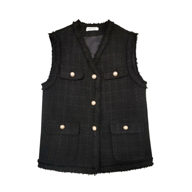 Pearl button tweed gilet A666